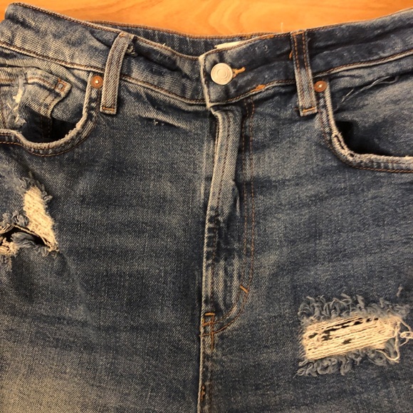 Free People We The Free Stretch Extra High Waisted Ankle Ripped Mom Jeans - Picture 2 of 7